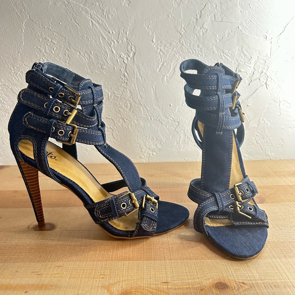 Stylish Denim Strappy Heels